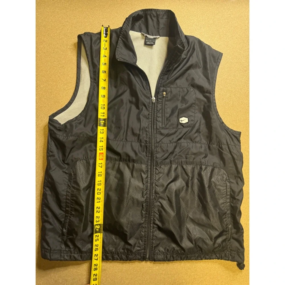 Nike Mens Black Full Zip‎ Windbreaker Vest Mesh Lined Large Y2k vtg